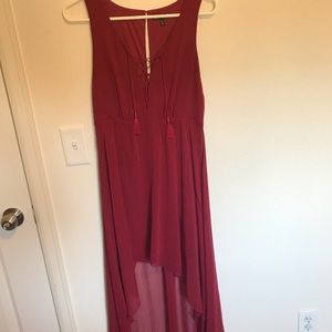Dark red high-low dress